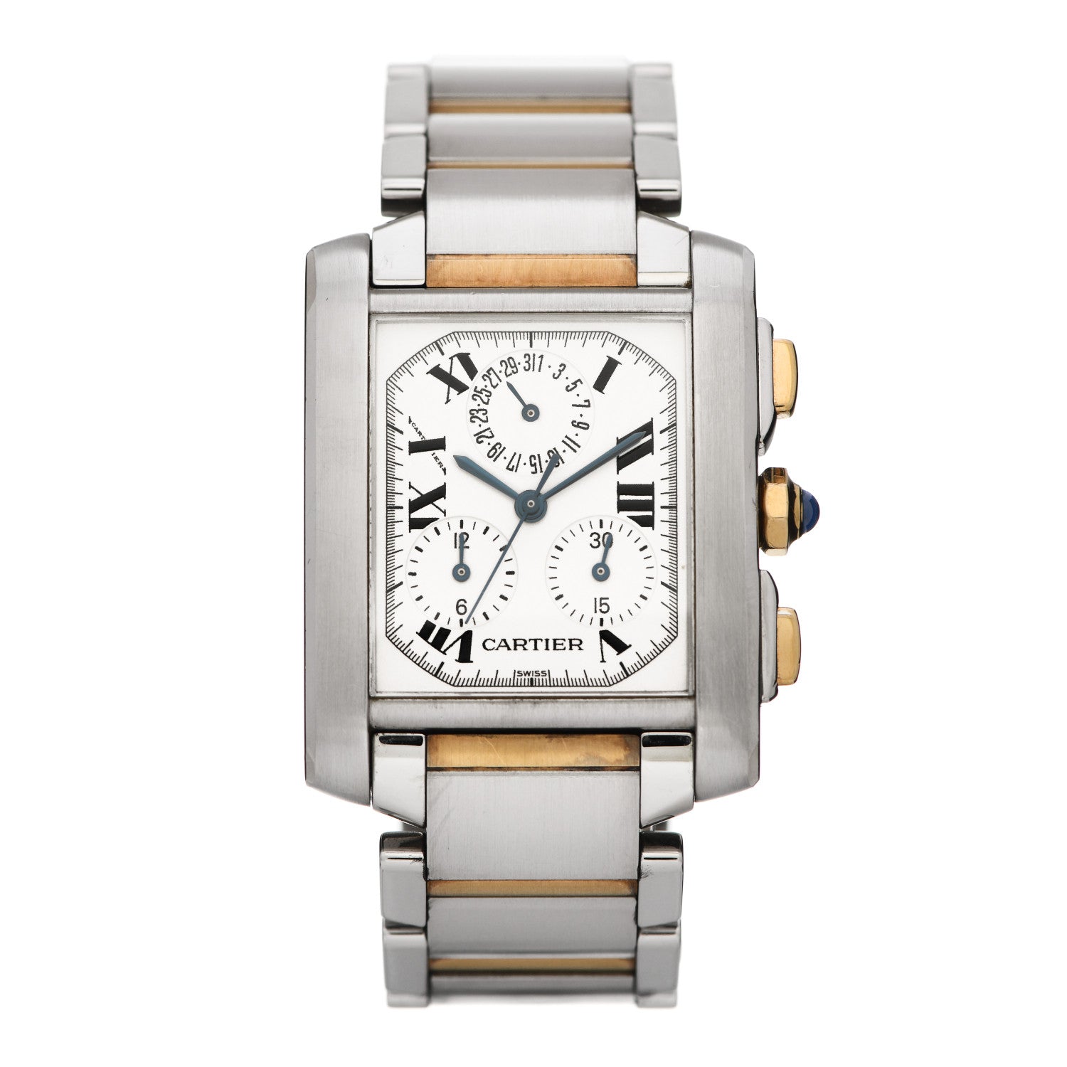 Cartier Stainless Steel 18K Yellow Gold 28mm Tank Francaise Chrono Reflex Quartz Watch 1 of 4