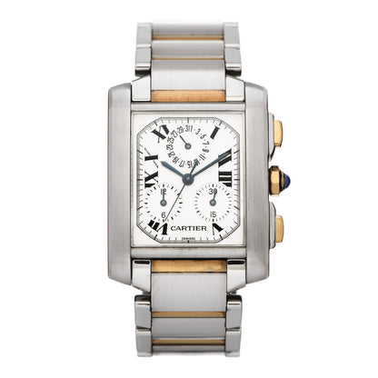 Cartier Stainless Steel 18K Yellow Gold 28mm Tank Francaise Chrono Reflex Quartz Watch 1 of 4