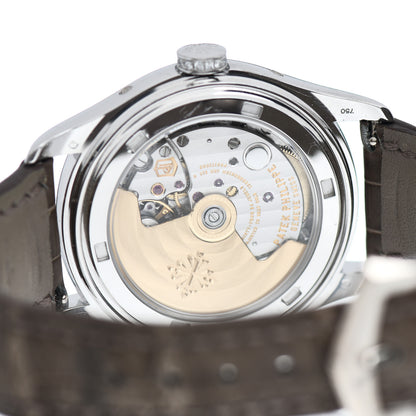 Patek Philippe 18K White Gold Alligator Diamond Black Mother of Pearl 37mm Annual Calendar Automatic Watch 4936-001 4 of 5