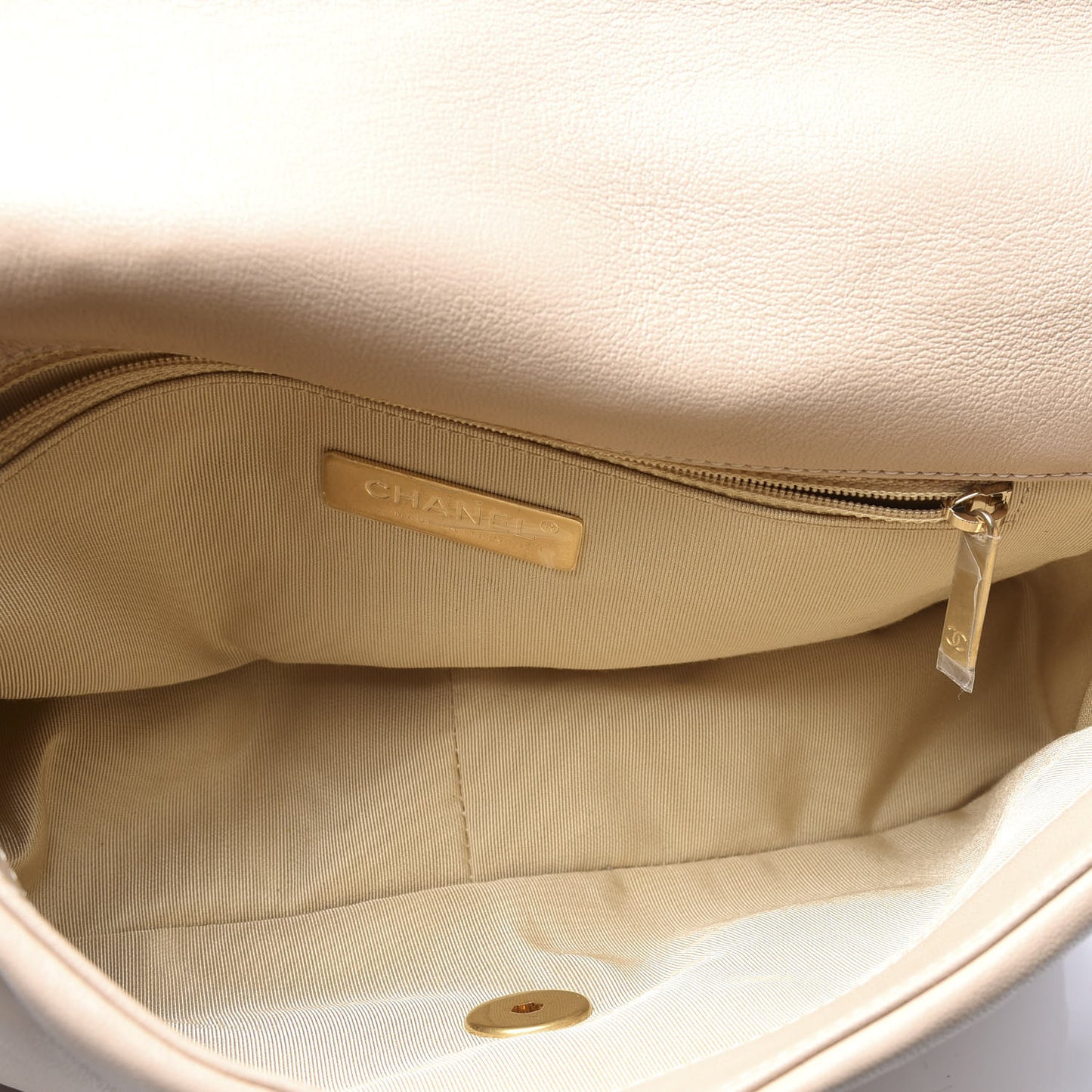 Goatskin Quilted Medium 19 Flap Beige
