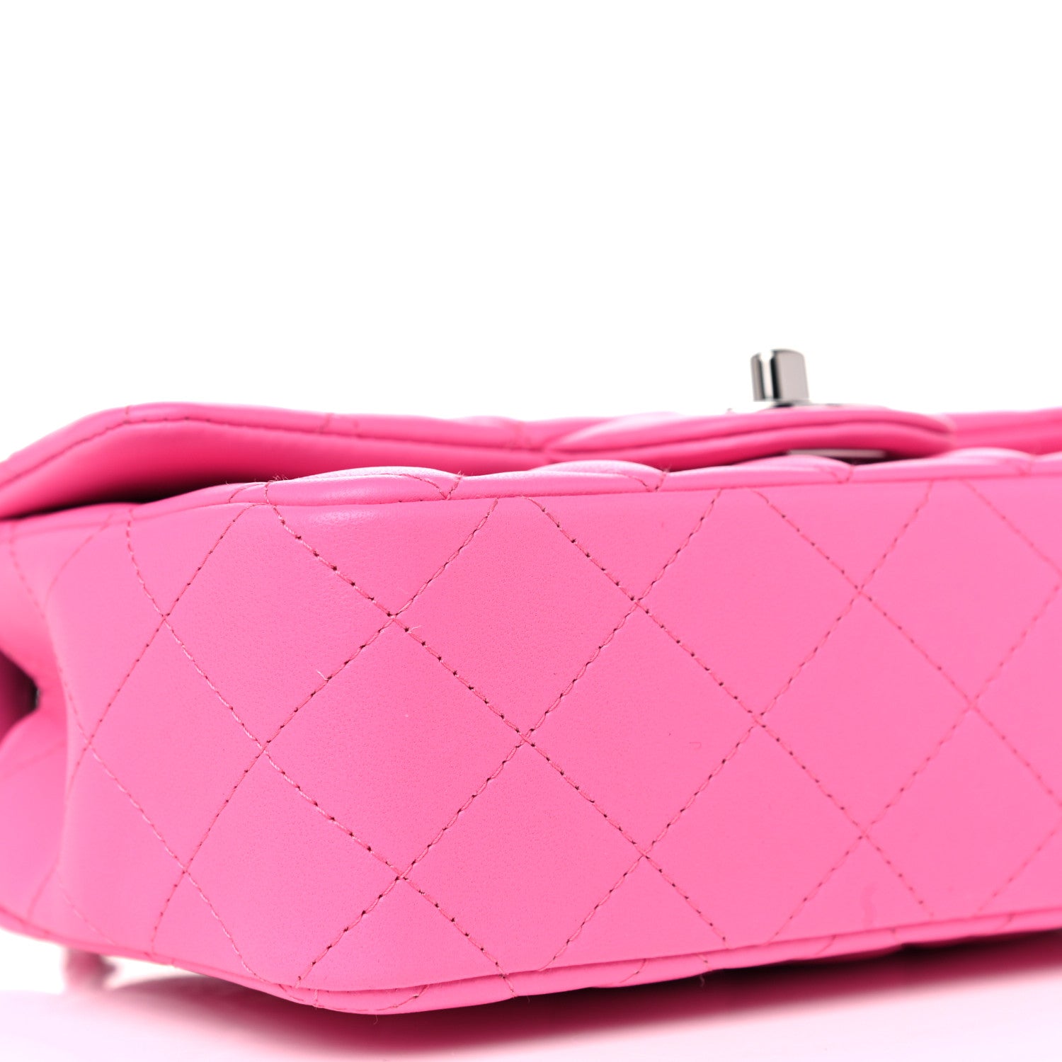 Chanel Lambskin Quilted Mini Rectangular Flap Neon Pink 8 of 10