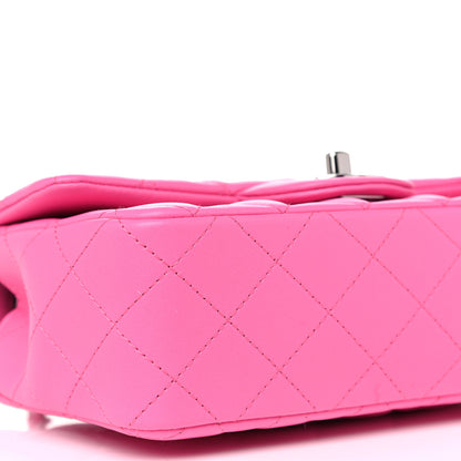 Chanel Lambskin Quilted Mini Rectangular Flap Neon Pink 8 of 10
