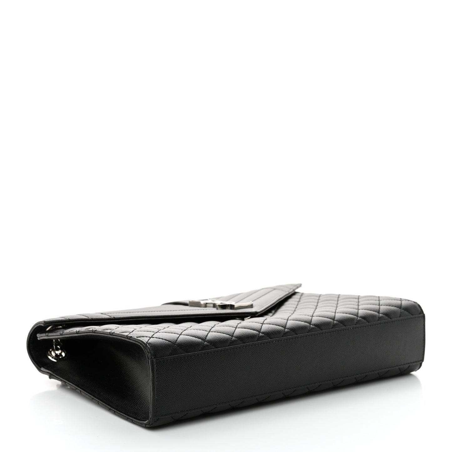 Grain De Poudre Textured Mixed Matelasse Large Triquilt Monogram Satchel Black