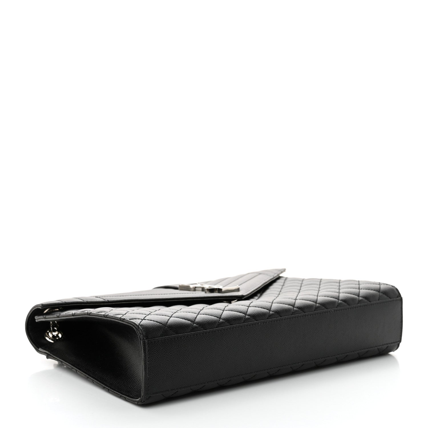 Saint Laurent Grain De Poudre Textured Mixed Matelasse Large Triquilt Monogram Satchel Black 4 of 12