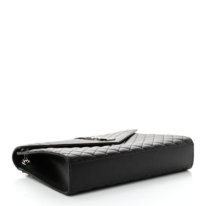 Saint Laurent Grain De Poudre Textured Mixed Matelasse Large Triquilt Monogram Satchel Black 4 of 12