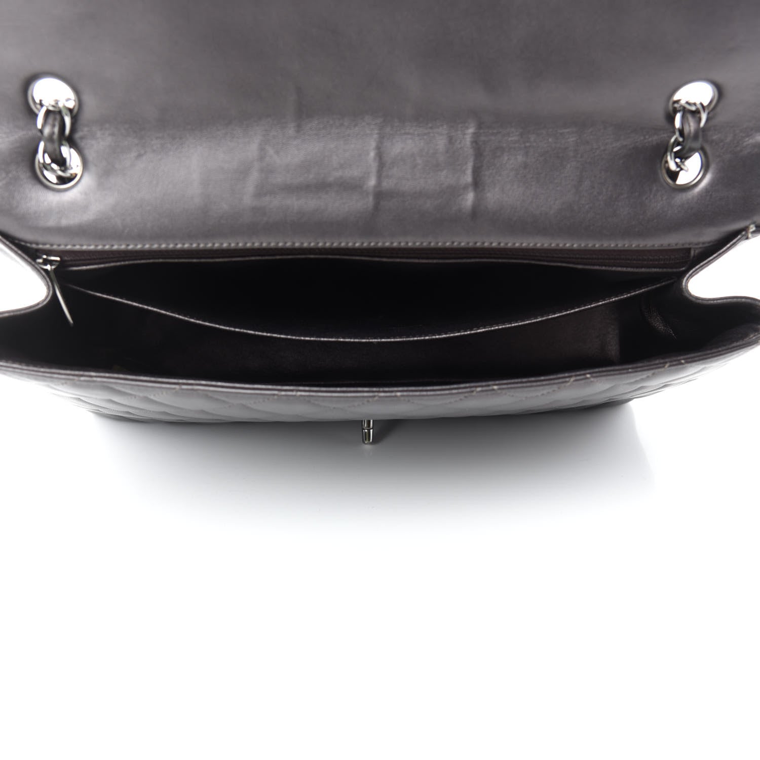 Chanel Metallic Lambskin Quilted Maxi Single Flap Dark Grey 5 of 13