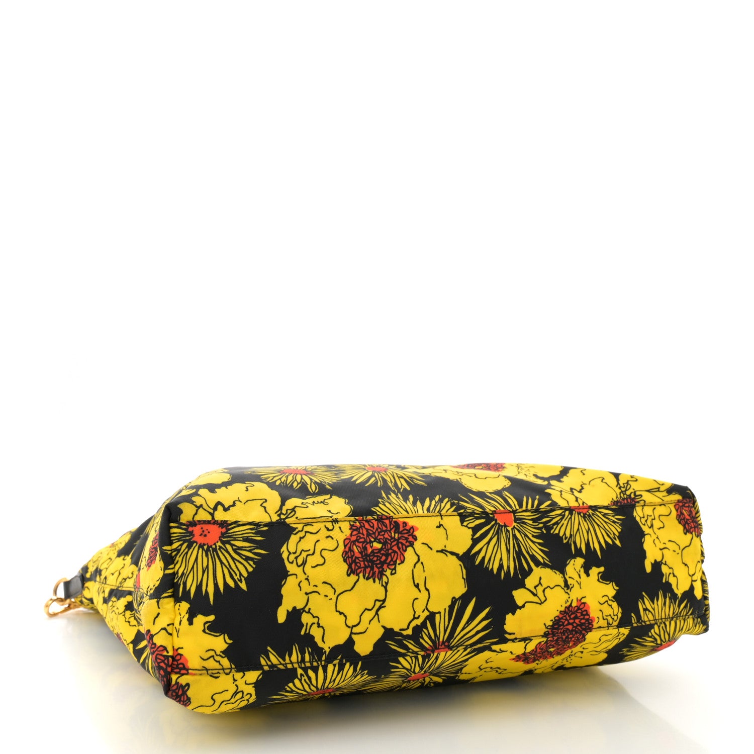 Prada Tessuto Nylon Saffiano Floral Print Tote Giallo 4 of 10