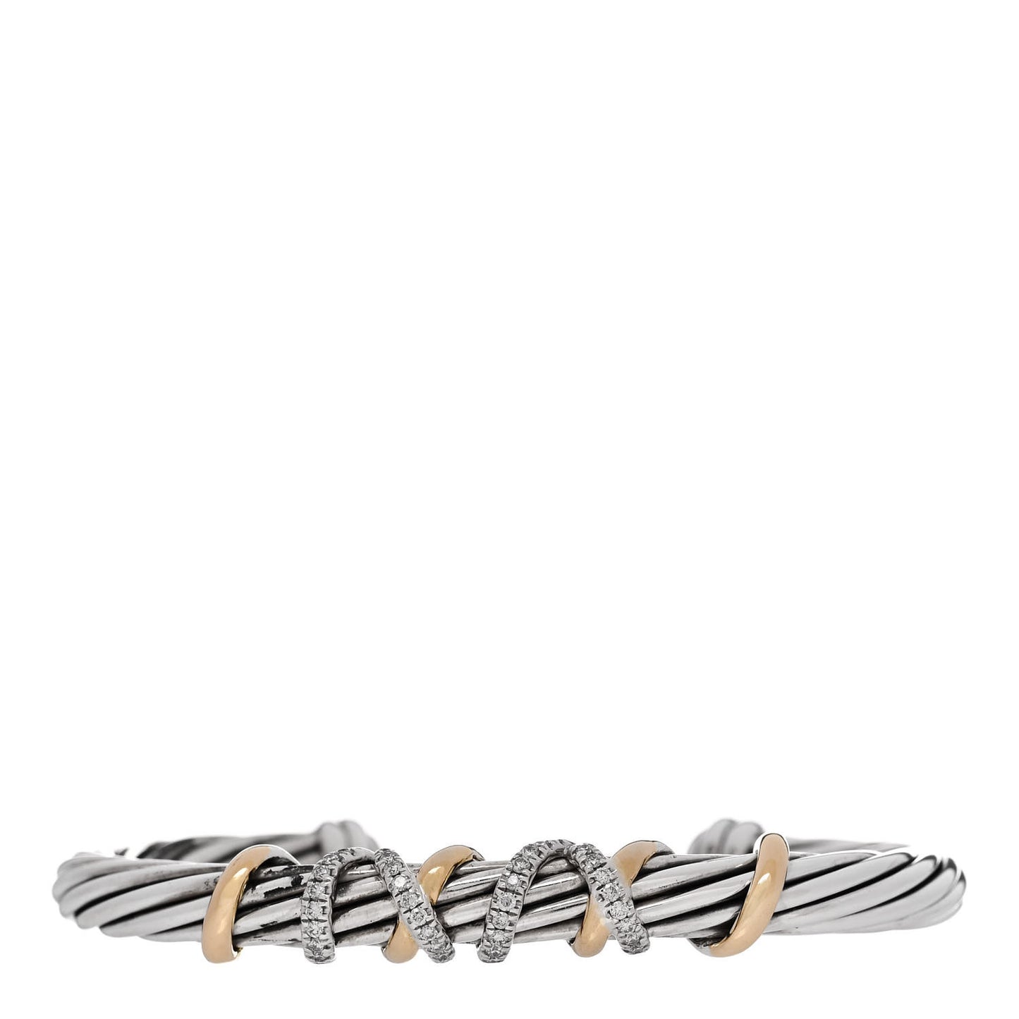Sterling Silver 18K Yellow Gold Diamond 6mm Helena Station Bracelet