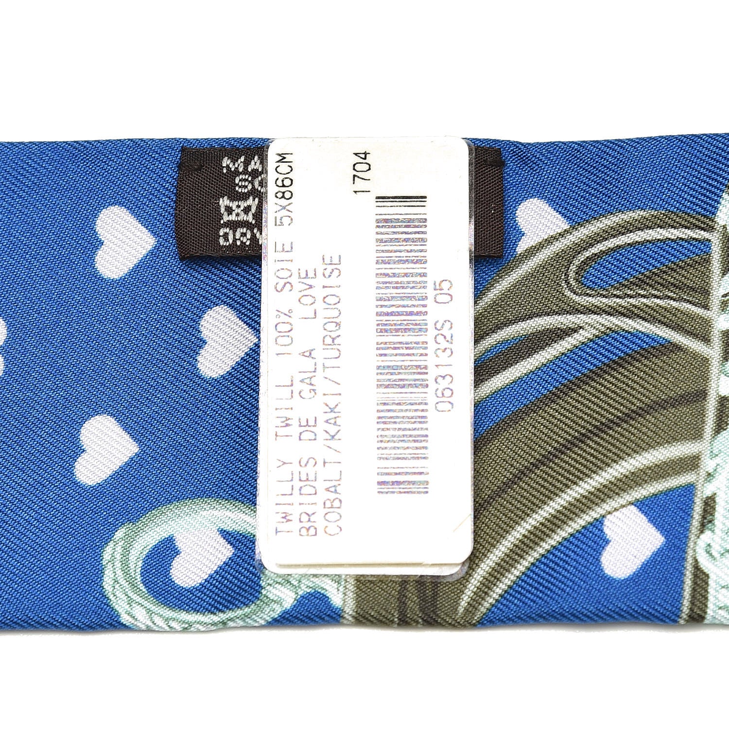 Hermes Silk Brides De Gala Love Twilly Cobalt Kaki Turquoise 5 of 6