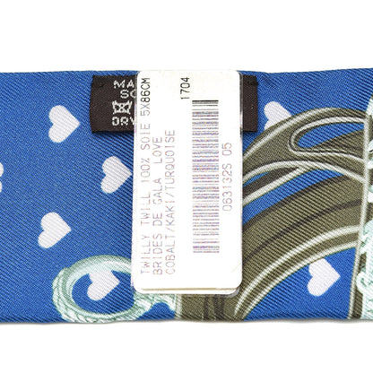 Hermes Silk Brides De Gala Love Twilly Cobalt Kaki Turquoise 5 of 6