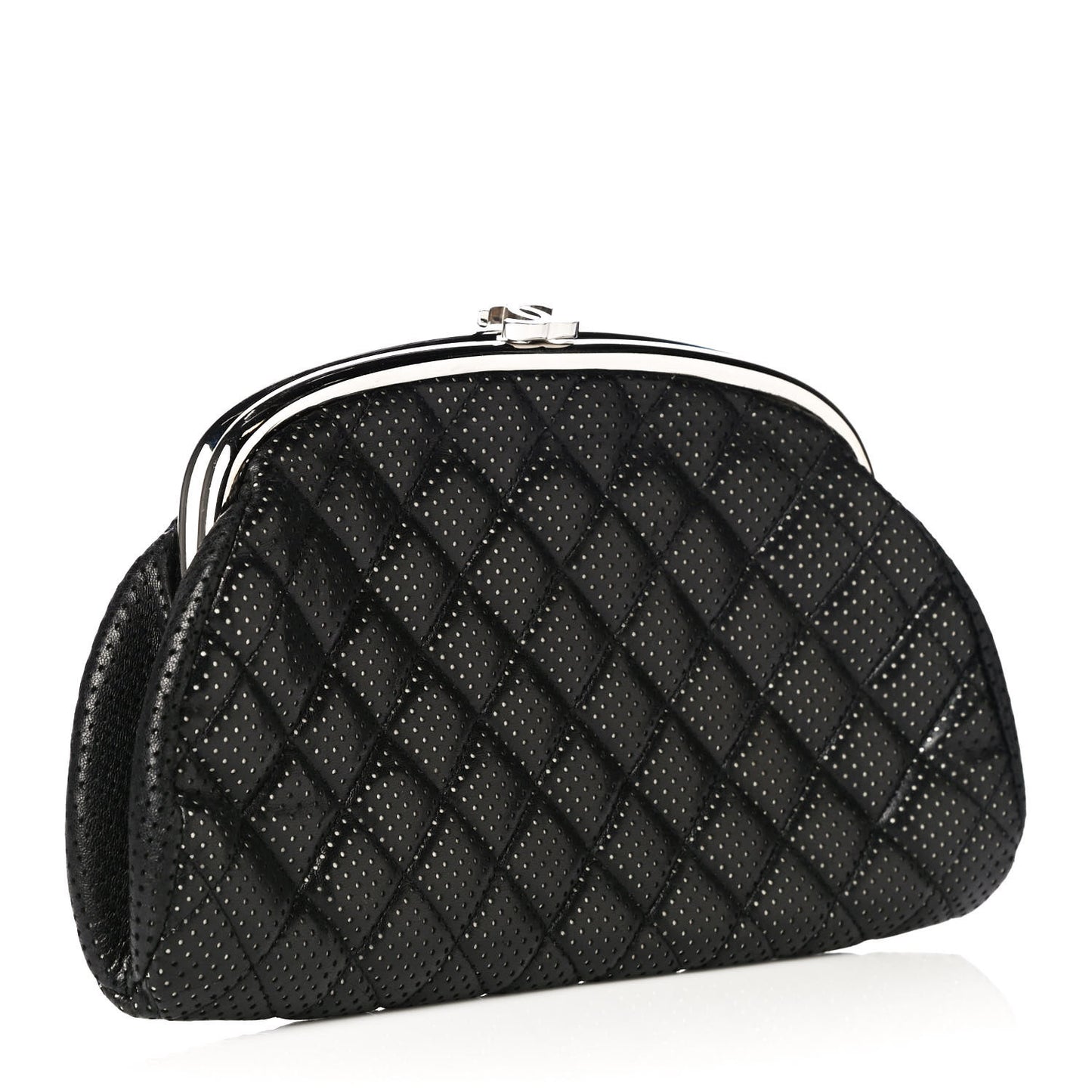 Lambskin Perforated Timeless Clutch Black