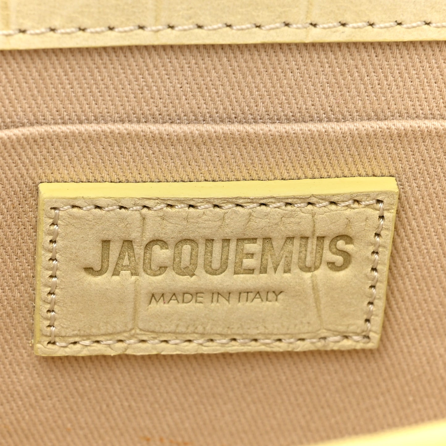 Calfskin Crocodile Embossed Le Chiquito Long Pale Yellow