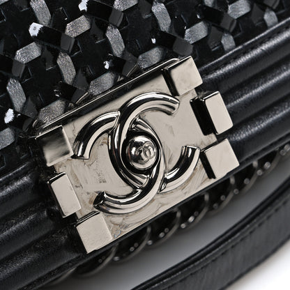 Chanel Calfskin Patent Braided Medium Boy Flap Black 13 of 13