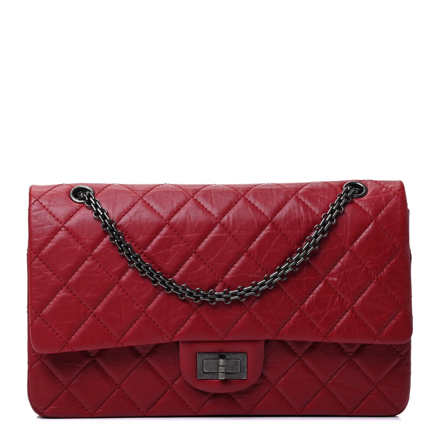 Aged Calfskin Quilted 2.55 Reissue 227 Flap Red