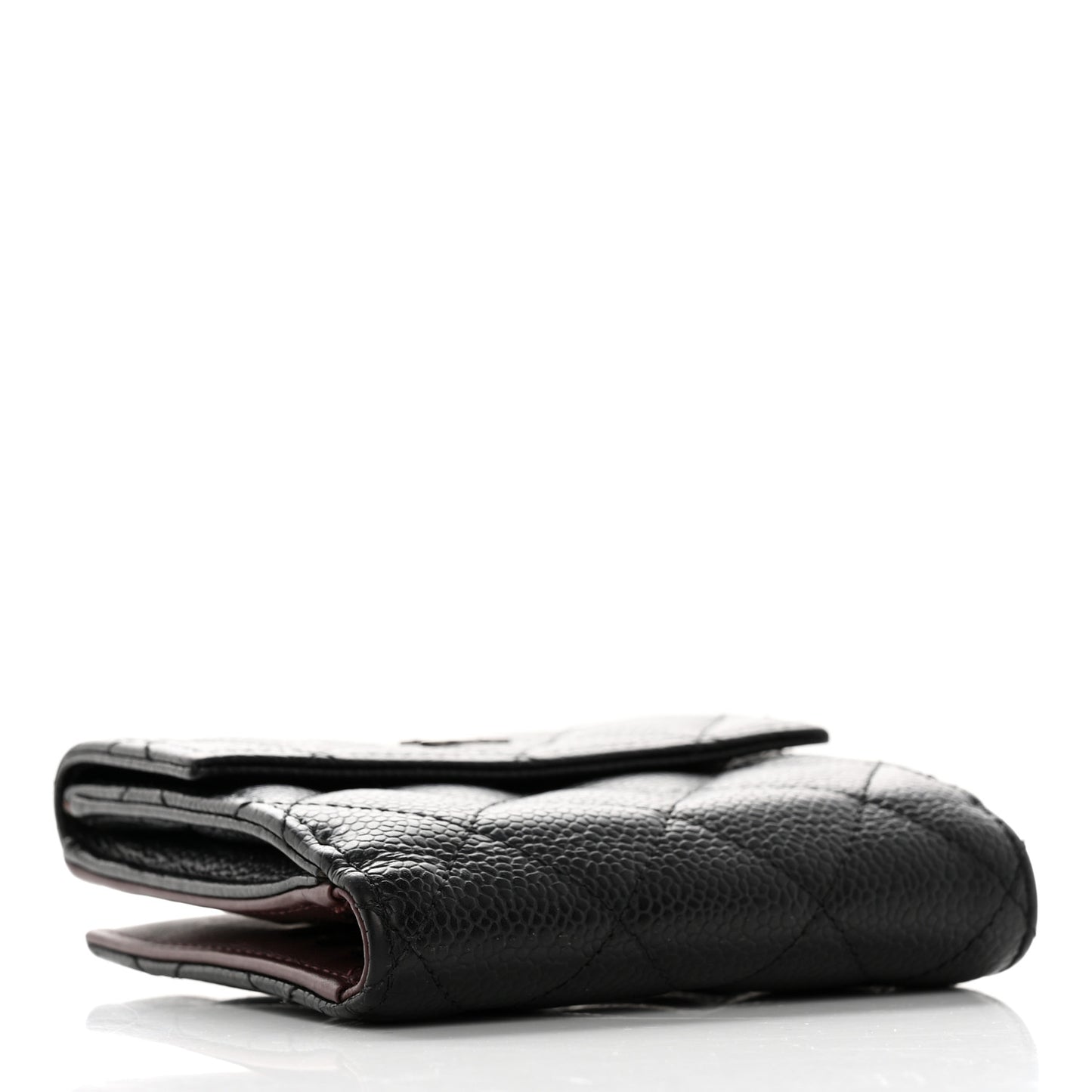 Caviar Quilted Compact French Flap Wallet Black