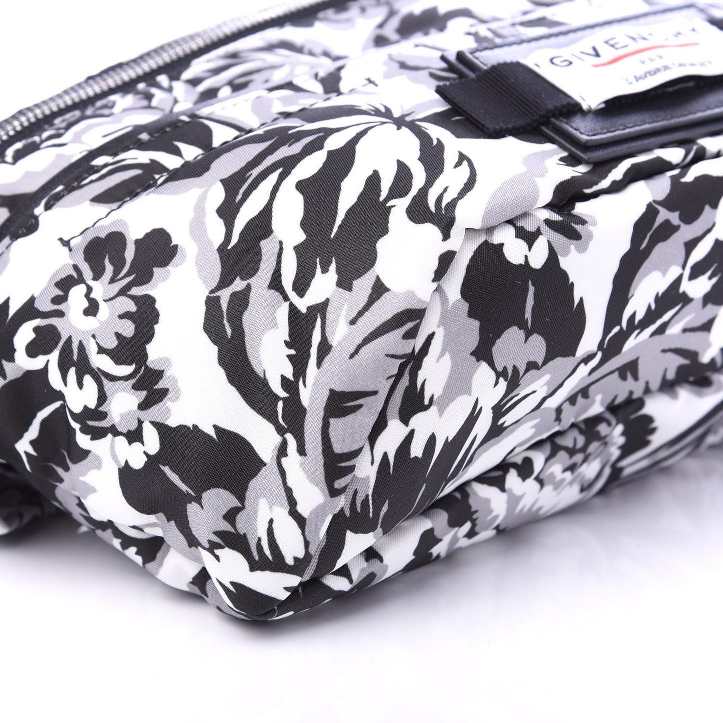 Nylon Print Floral Downtown Belt Bag Black White