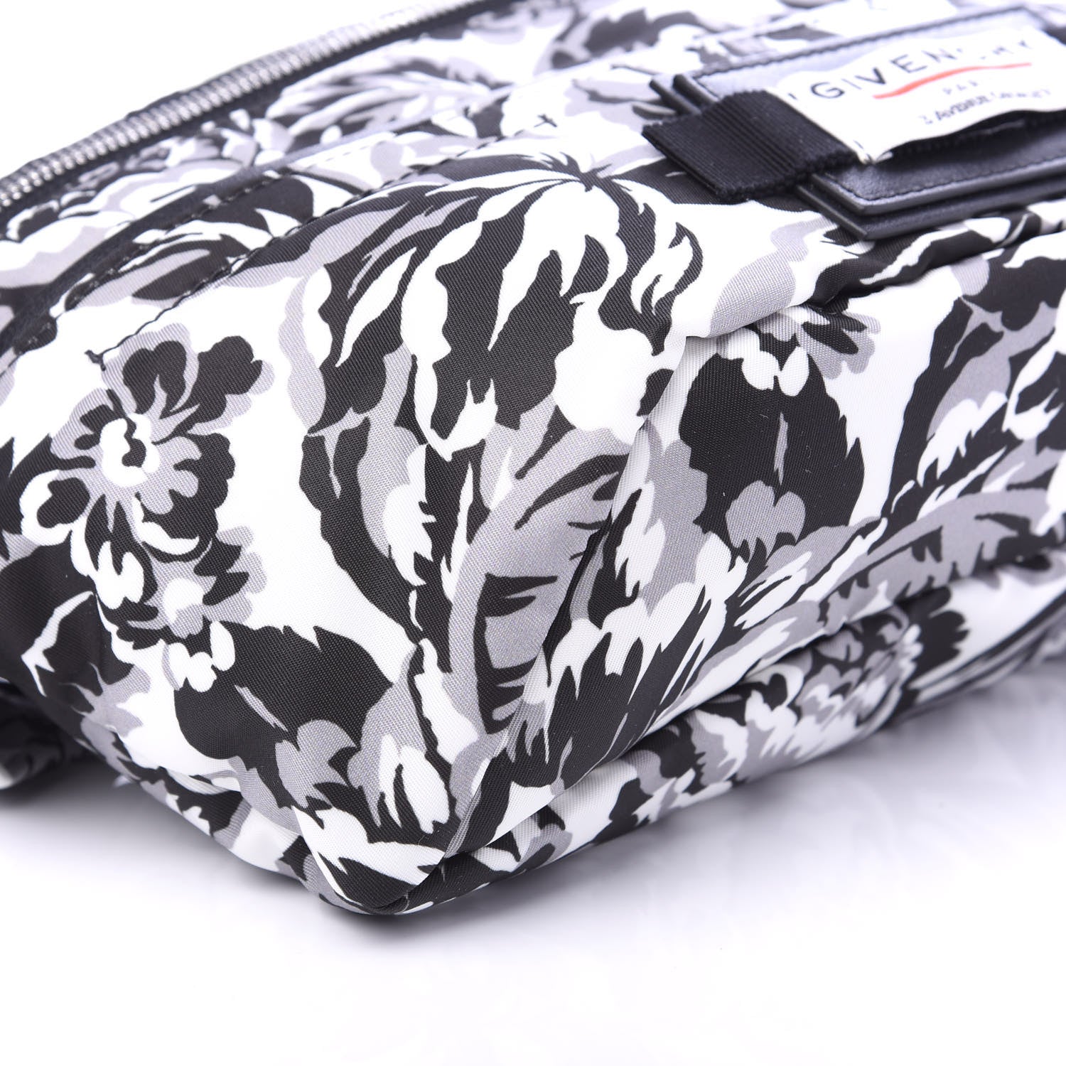 Givenchy Nylon Print Floral Downtown Belt Bag Black White 6 of 9