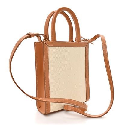 Celine Canvas Calfskin Mini Vertical Cabas Natural Tan 3 of 13