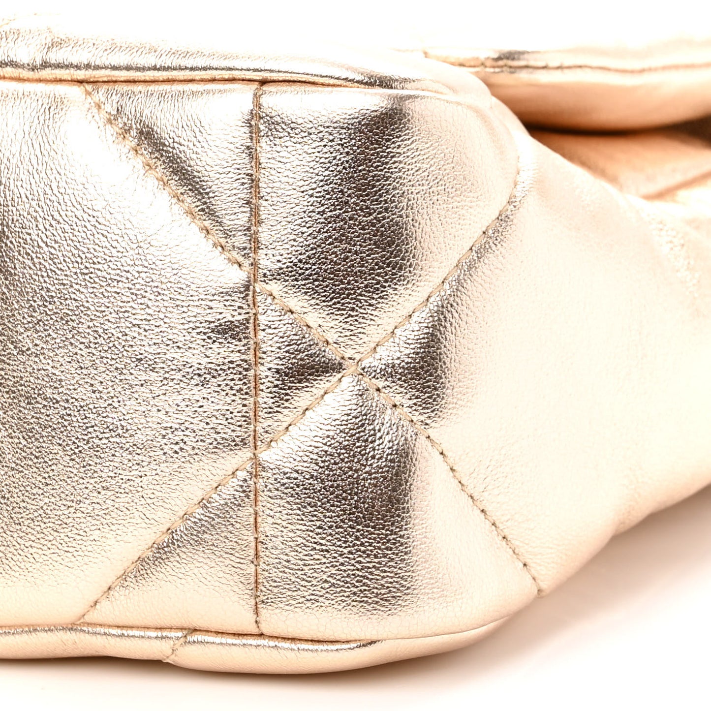Metallic Lambskin Quilted Medium Chanel 19 Flap Gold