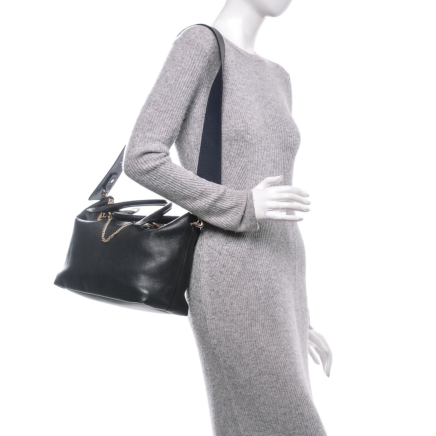 Smooth Calfskin Snakeskin Medium Baylee Tote Black