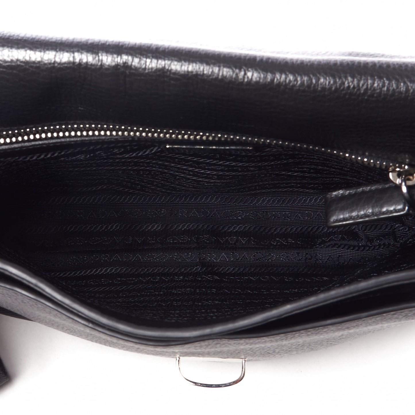 Vitello Daino Flat Flap Messenger Bag Black
