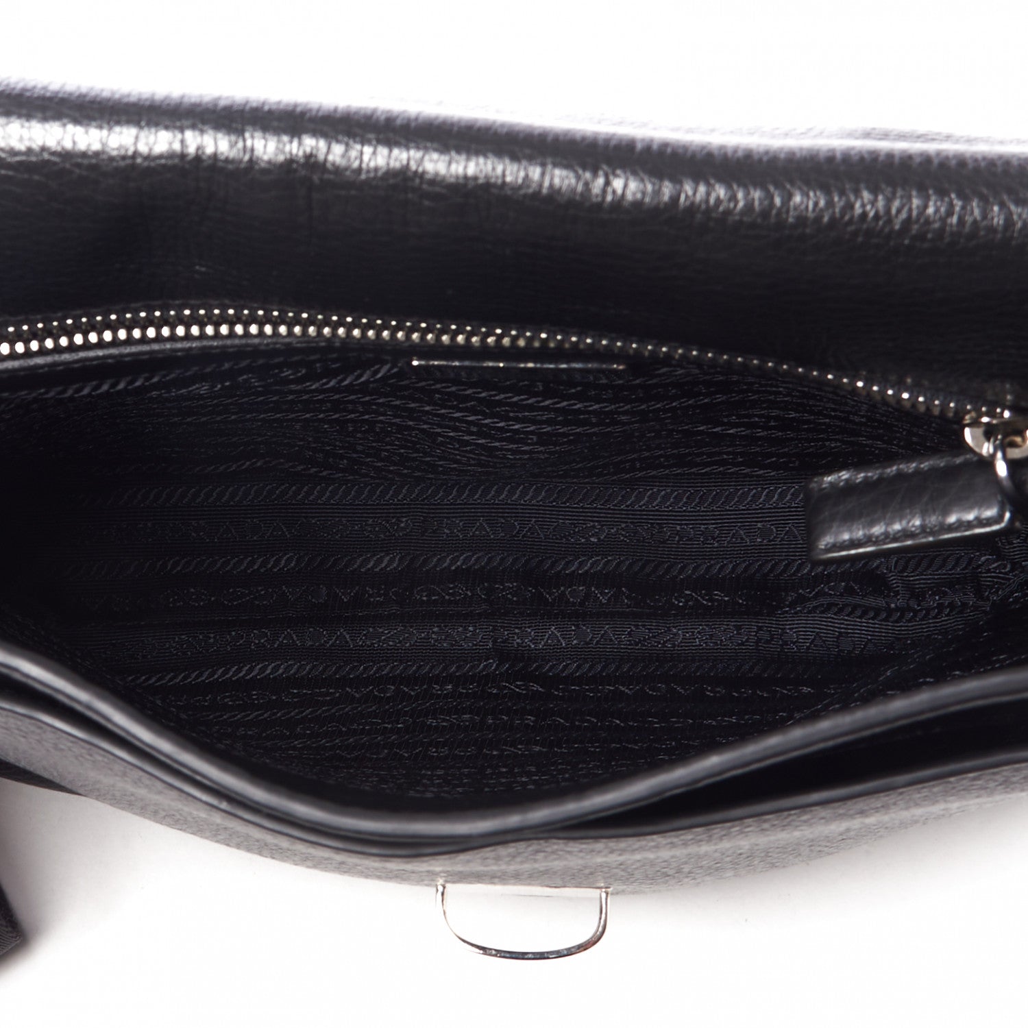 Prada Vitello Daino Flat Flap Messenger Bag Black 6 of 10