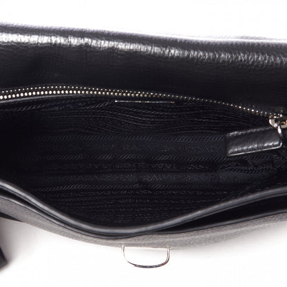 Prada Vitello Daino Flat Flap Messenger Bag Black 6 of 10