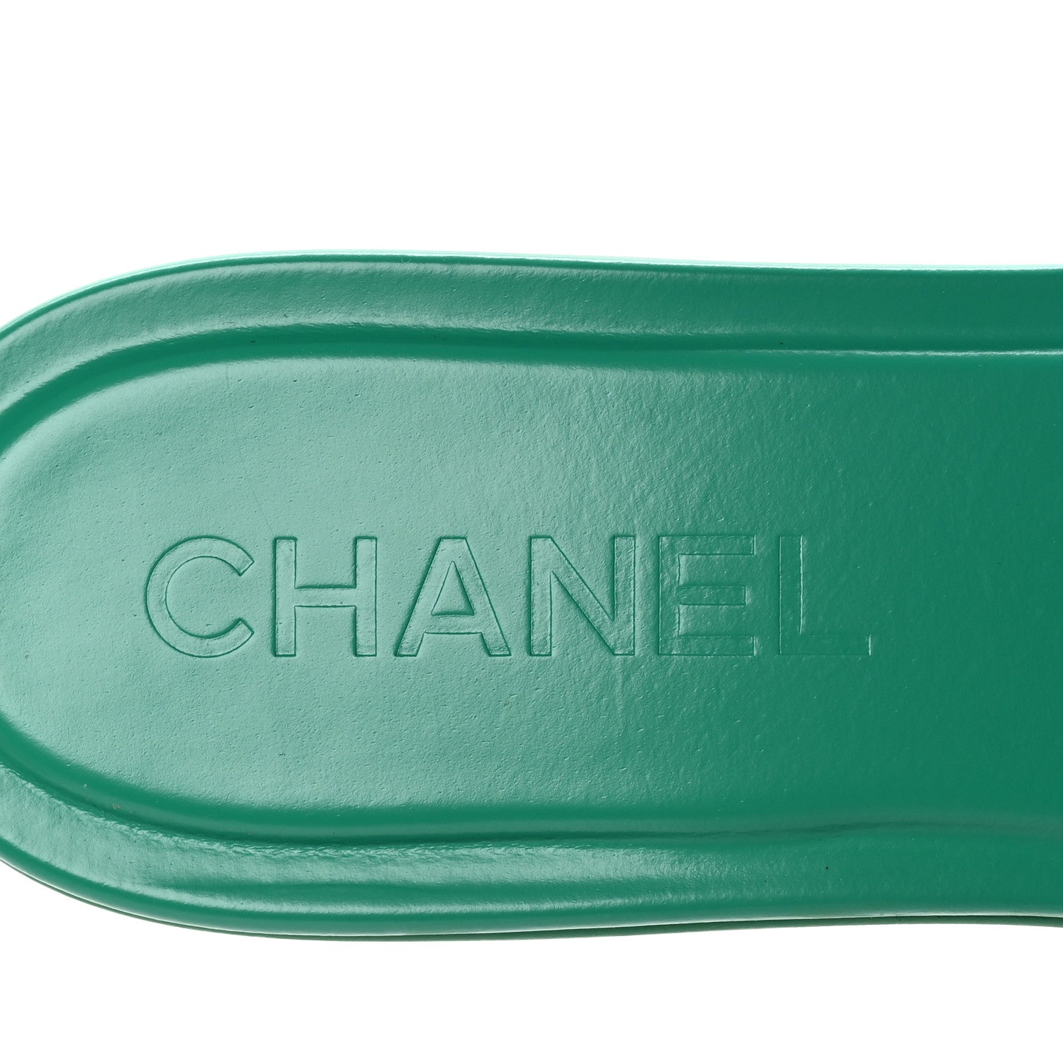 Chanel Calfskin Patent Calfskin Logo Mules 38.5 Green White 8 of 9