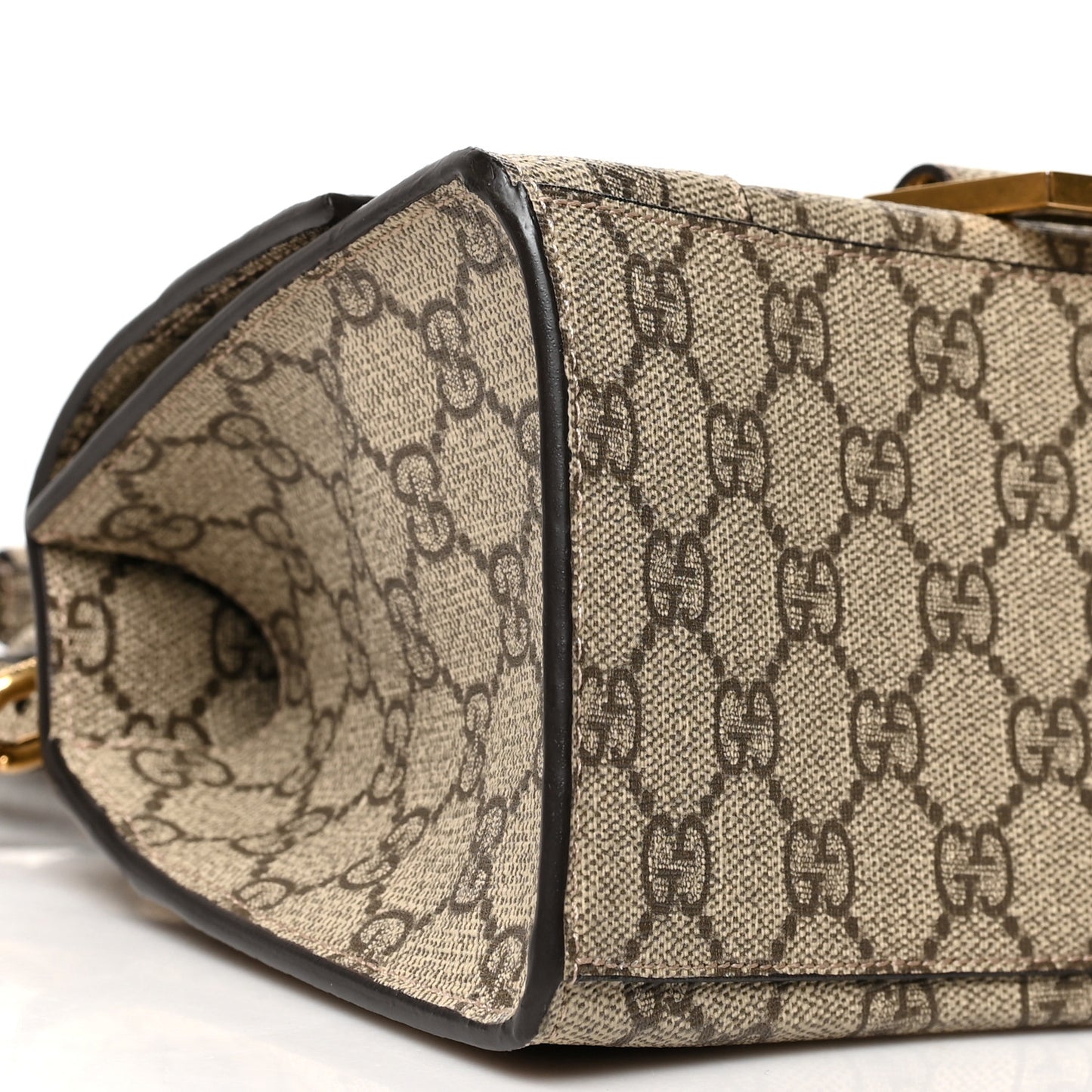 X GUCCI GG Supreme Monogram Small Hourglass Top Handle Bag Beige Ebony