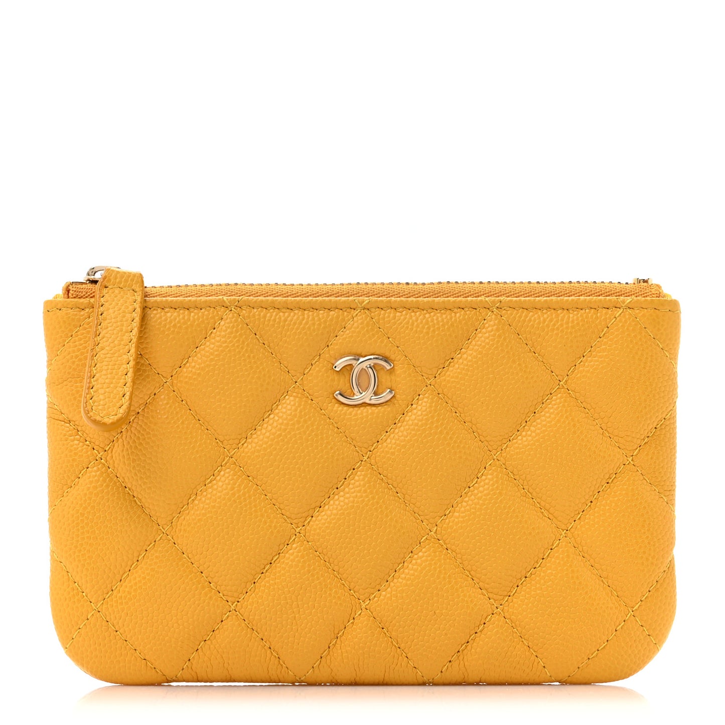 Caviar Quilted Small Cosmetic Case Yellow