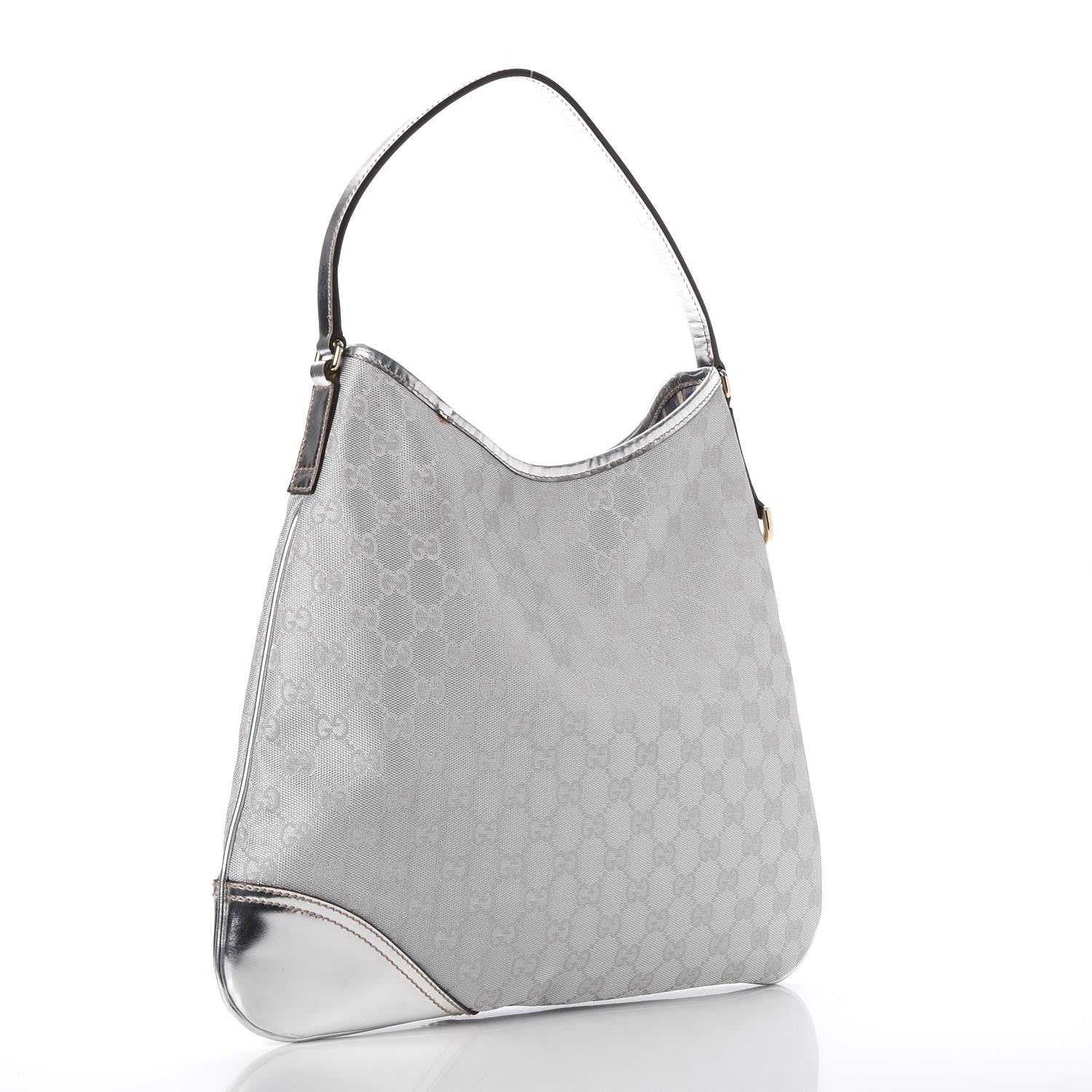 Gucci Metallic Monogram Medium New Britt Hobo Silver 2 of 9