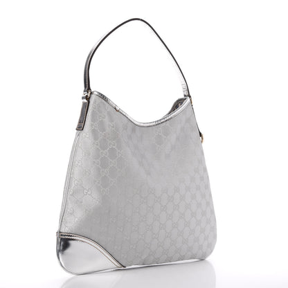 Gucci Metallic Monogram Medium New Britt Hobo Silver 2 of 9