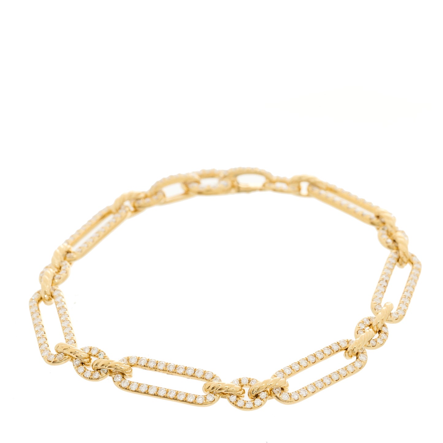 18K Yellow Gold Diamond 6.5mm Lexington Chain Bracelet