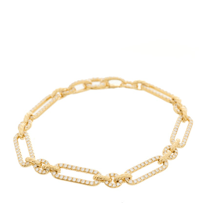 David Yurman 18K Yellow Gold Diamond 6.5mm Lexington Chain Bracelet 2 of 4