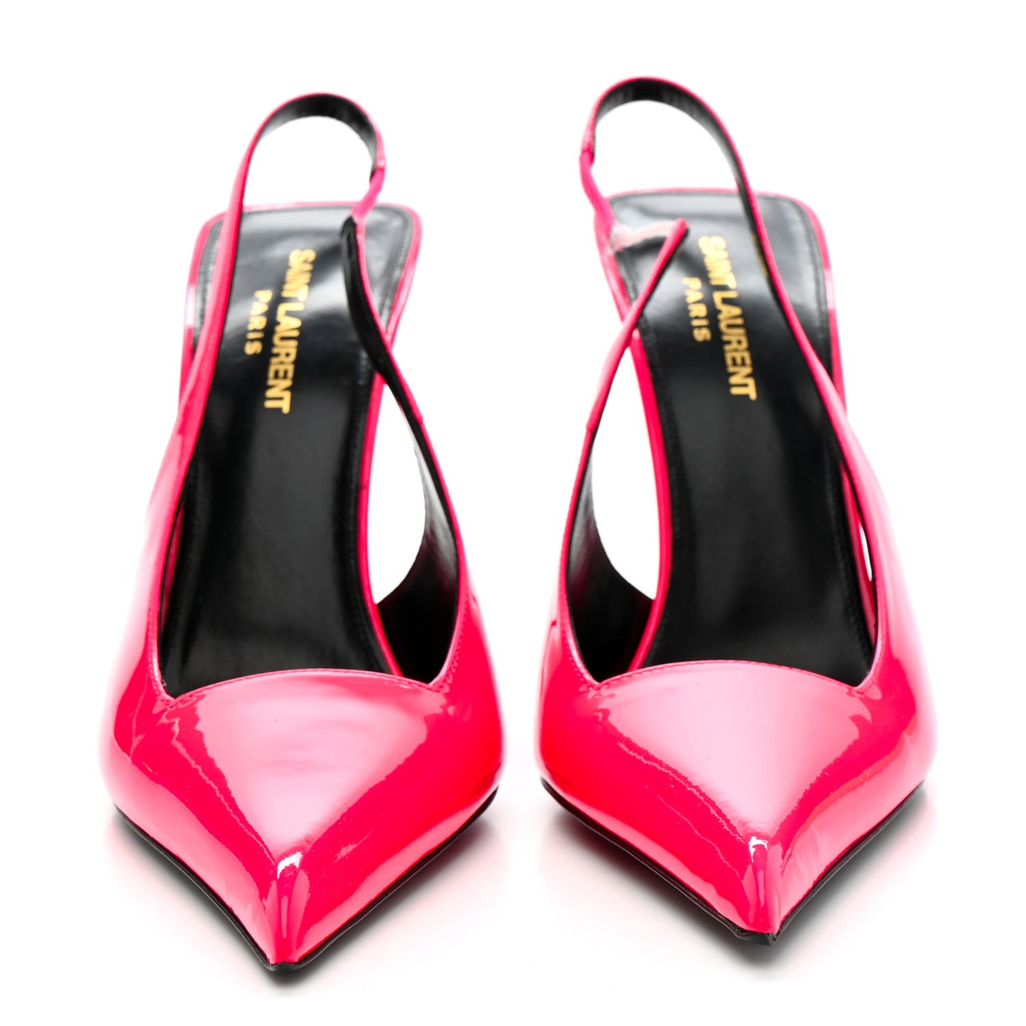 Patent Calfskin Kiss 105 Slingback Pumps 39.5 Highlighter Coral