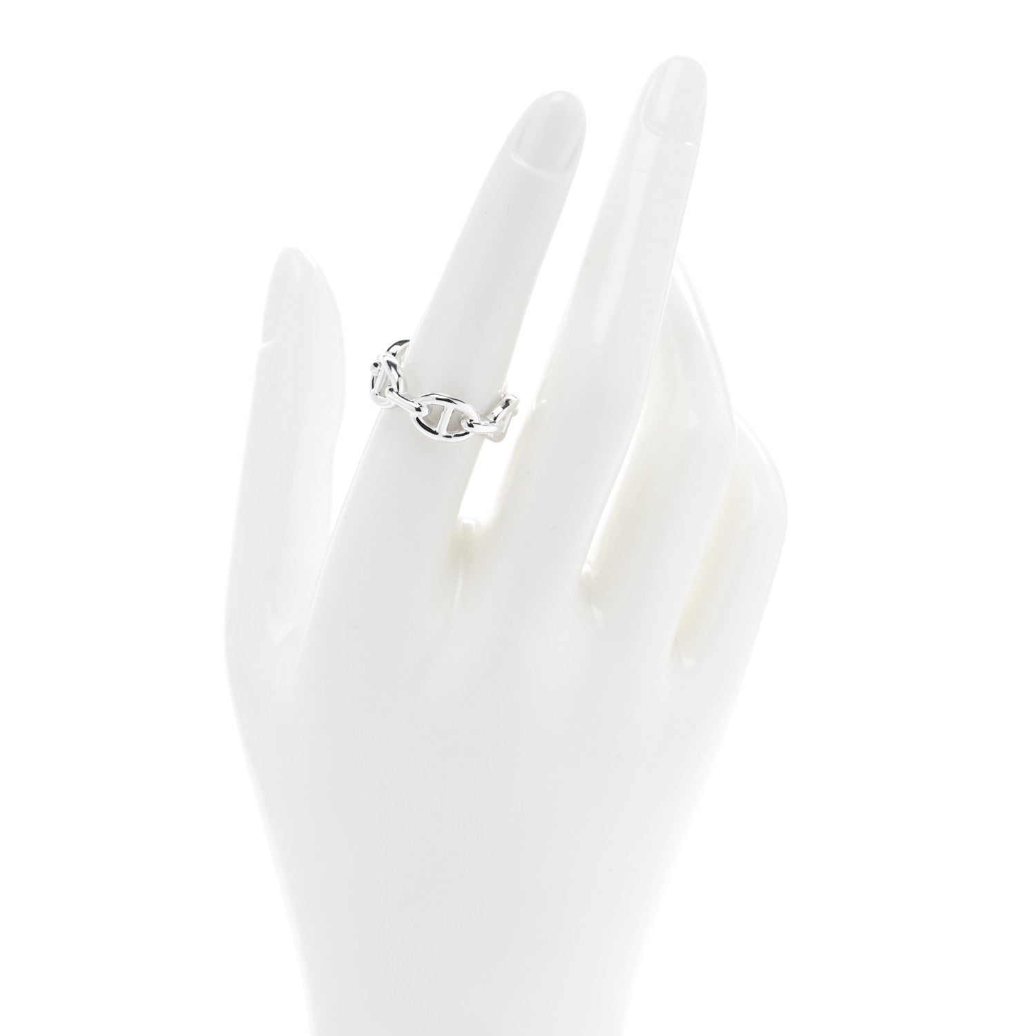 Hermes Sterling Silver PM Chaine d'Ancre Enchainee Band Ring 54 7 2 of 5