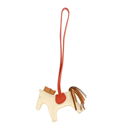 Hermes Milo Lambskin Grigri Rodeo Horse Bag Charm PM Craie Sesame Cornaline 1 of 5