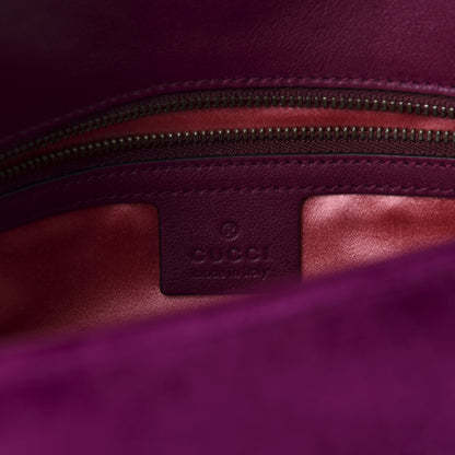 Gucci Velvet Matelasse Loved Embroidered Medium GG Marmont Shoulder Bag Fuchsia Violet Cyclamen 8 of 10
