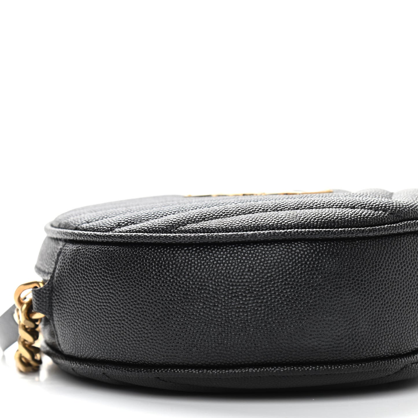 Grain De Poudre Matelasse Chevron Quilted Round Vinyle Camera Bag Black