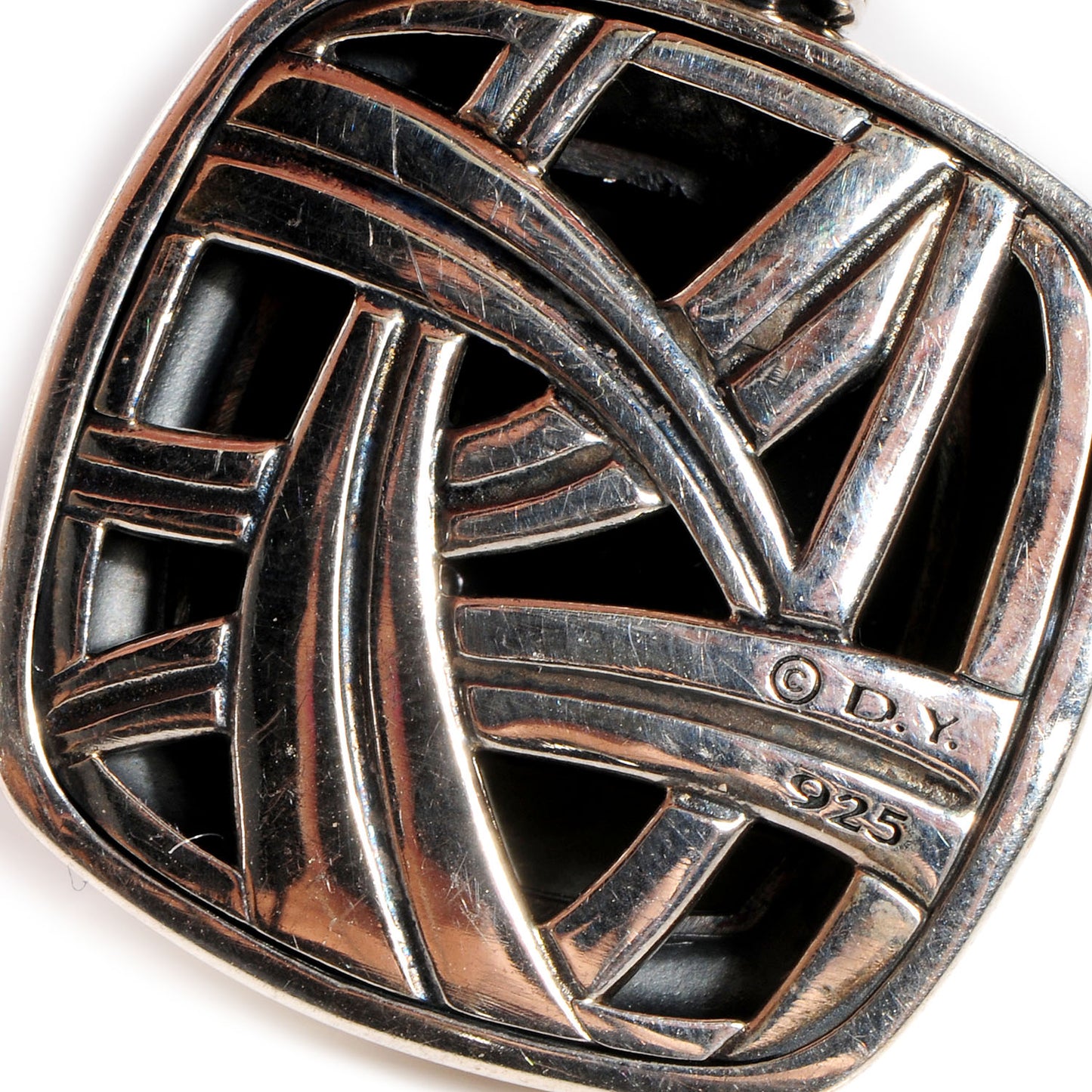 Sterling Silver Onyx 14mm Albion Enhancer Pendant