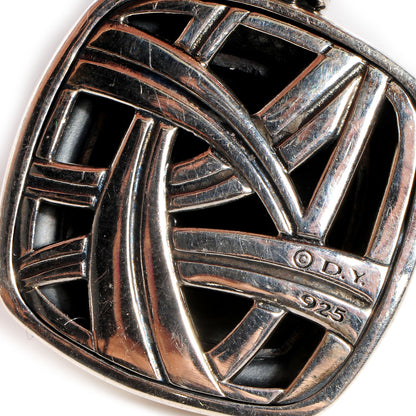 David Yurman Sterling Silver Onyx 14mm Albion Enhancer Pendant 5 of 5