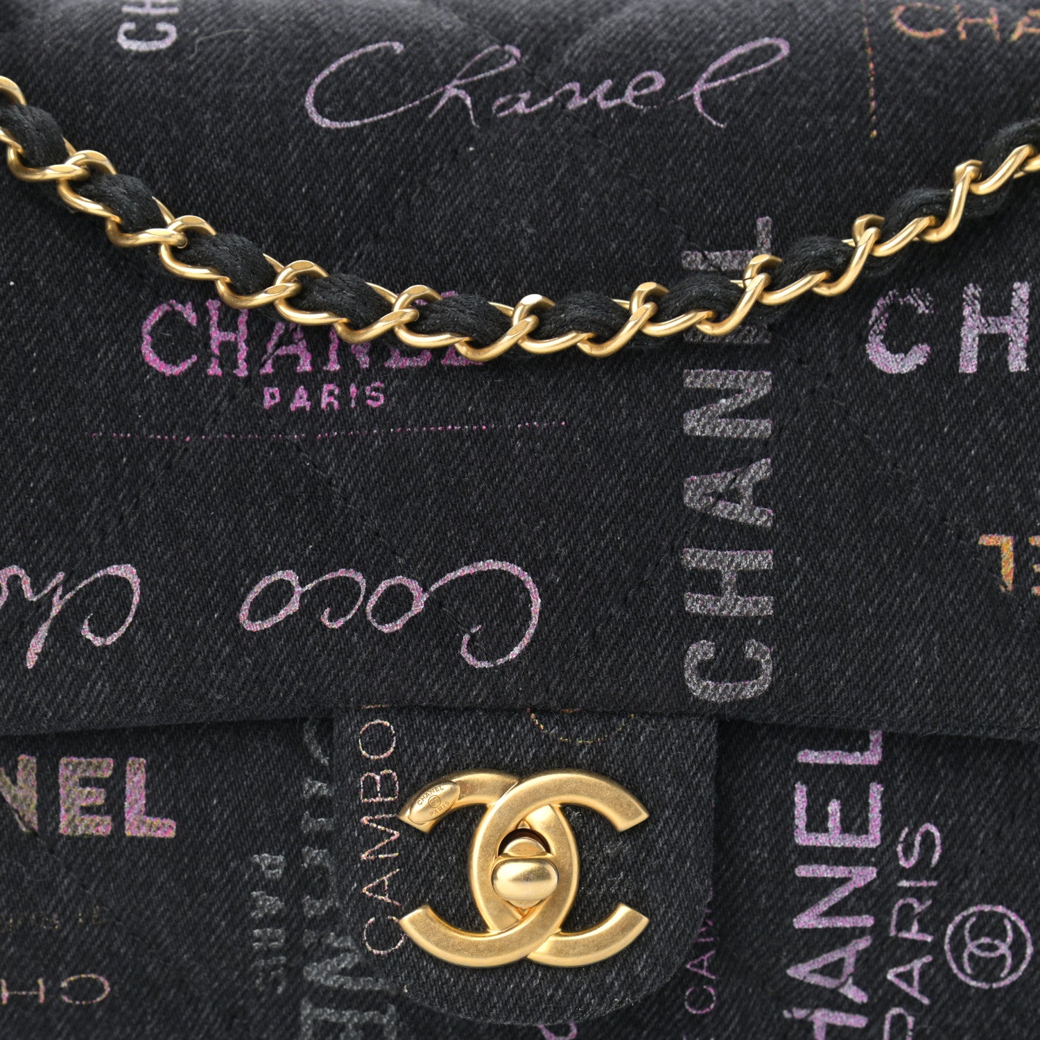 Chanel Denim Quilted Denim Mood Large Flap Black Multicolor 8 of 11