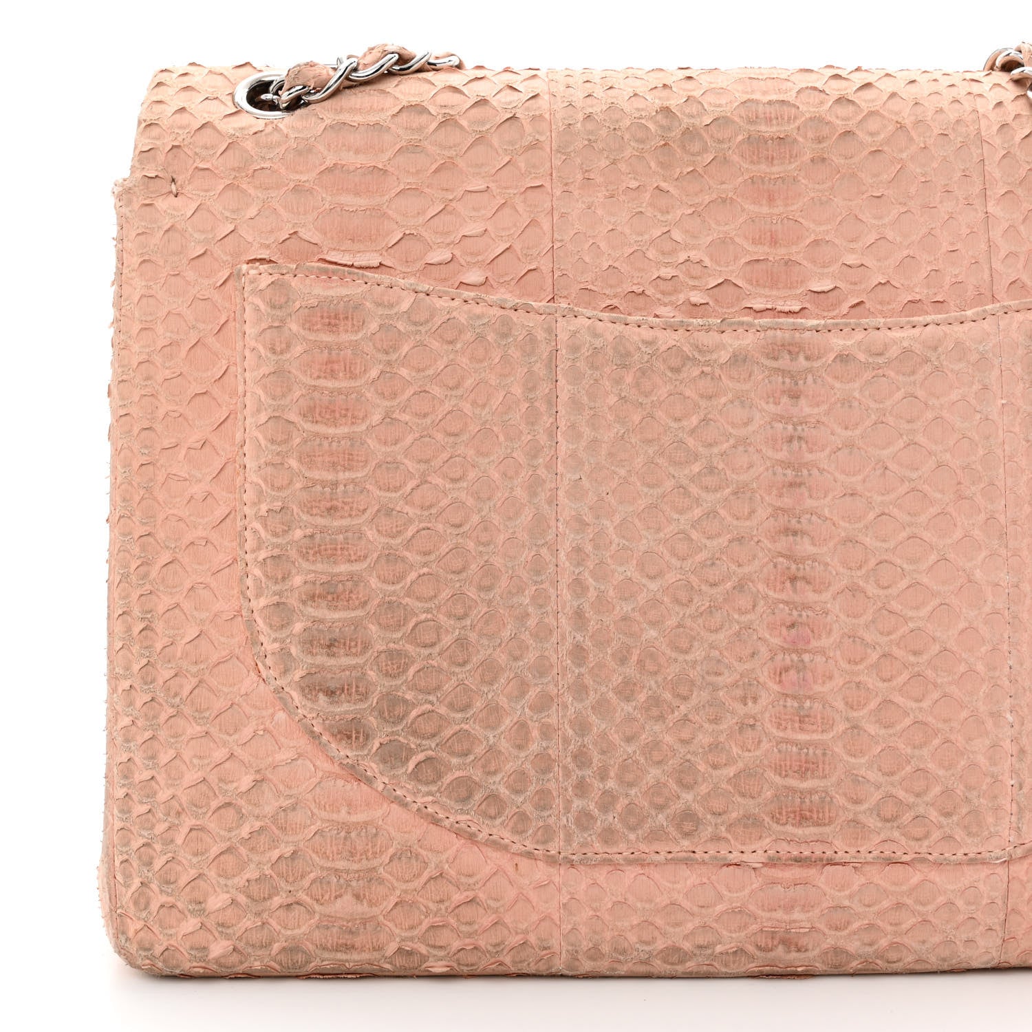 Chanel Snakeskin Maxi Double Flap Pink 15 of 18