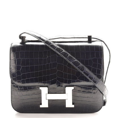 Hermes Shiny Niloticus Crocodile Constance 24 Bleu Marine 1 of 13