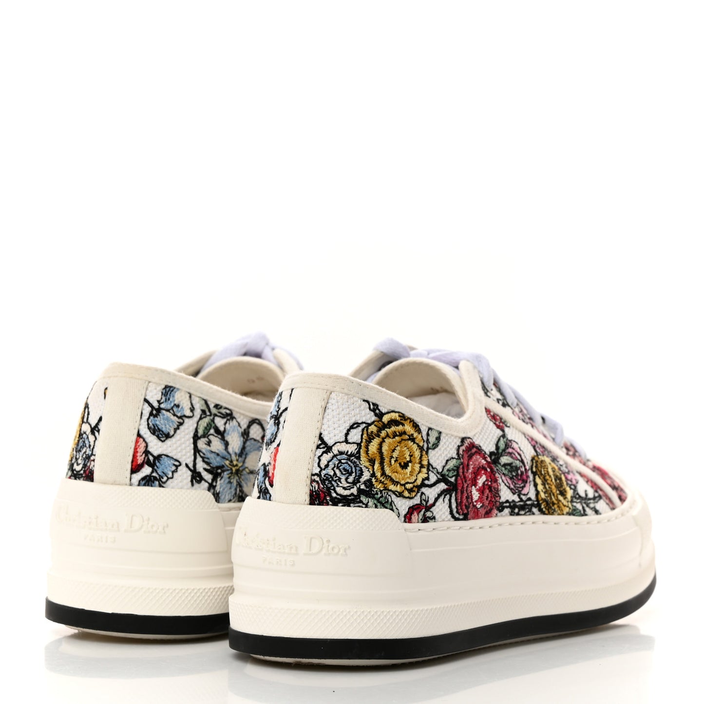 Canvas Jardin Botanique Embroidered Womens Walk'N'Dior Low Top Sneakers 36.5 White Multicolor