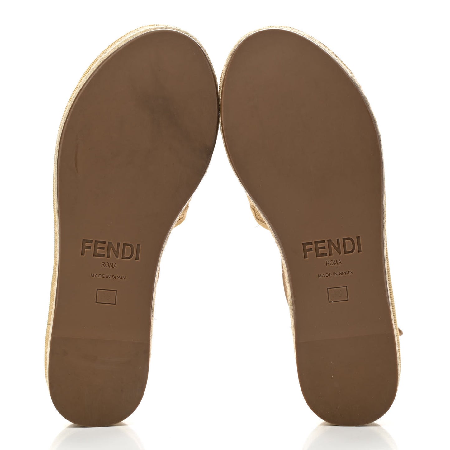 Raffia FF Embroidered Espadrille Platform Sandals 38 Natural