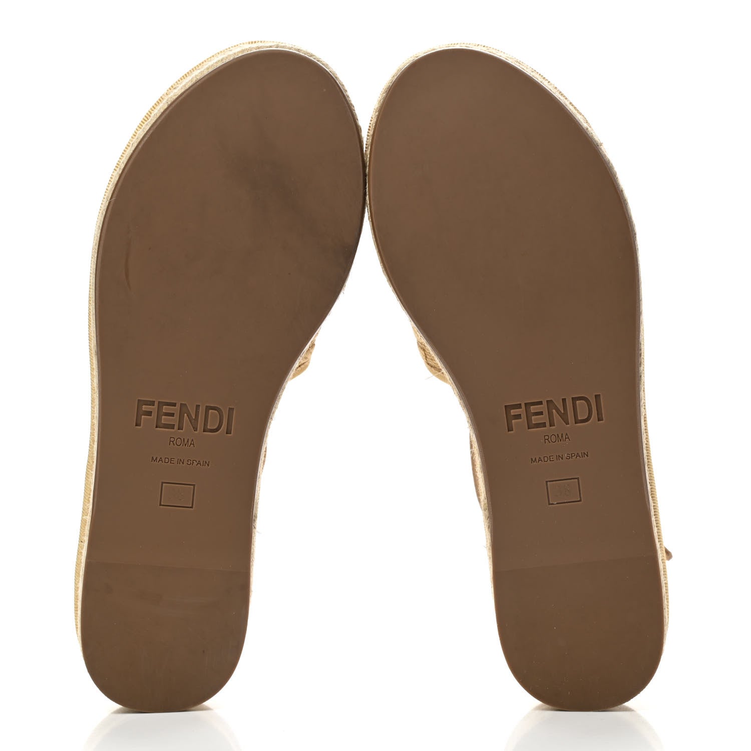 Fendi Raffia FF Embroidered Espadrille Platform Sandals 38 Natural 5 of 11