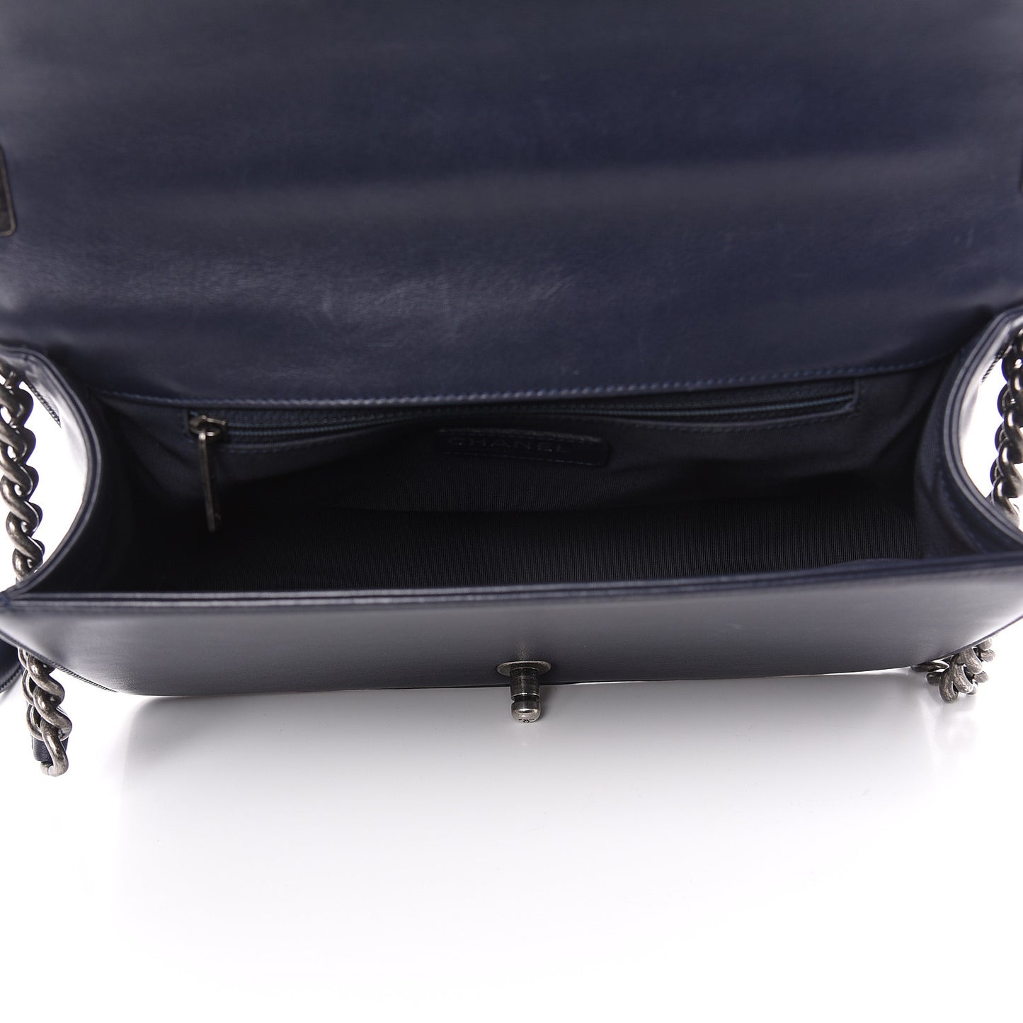 Calfskin Quilted New Medium Boy Flap Dark Navy Blue