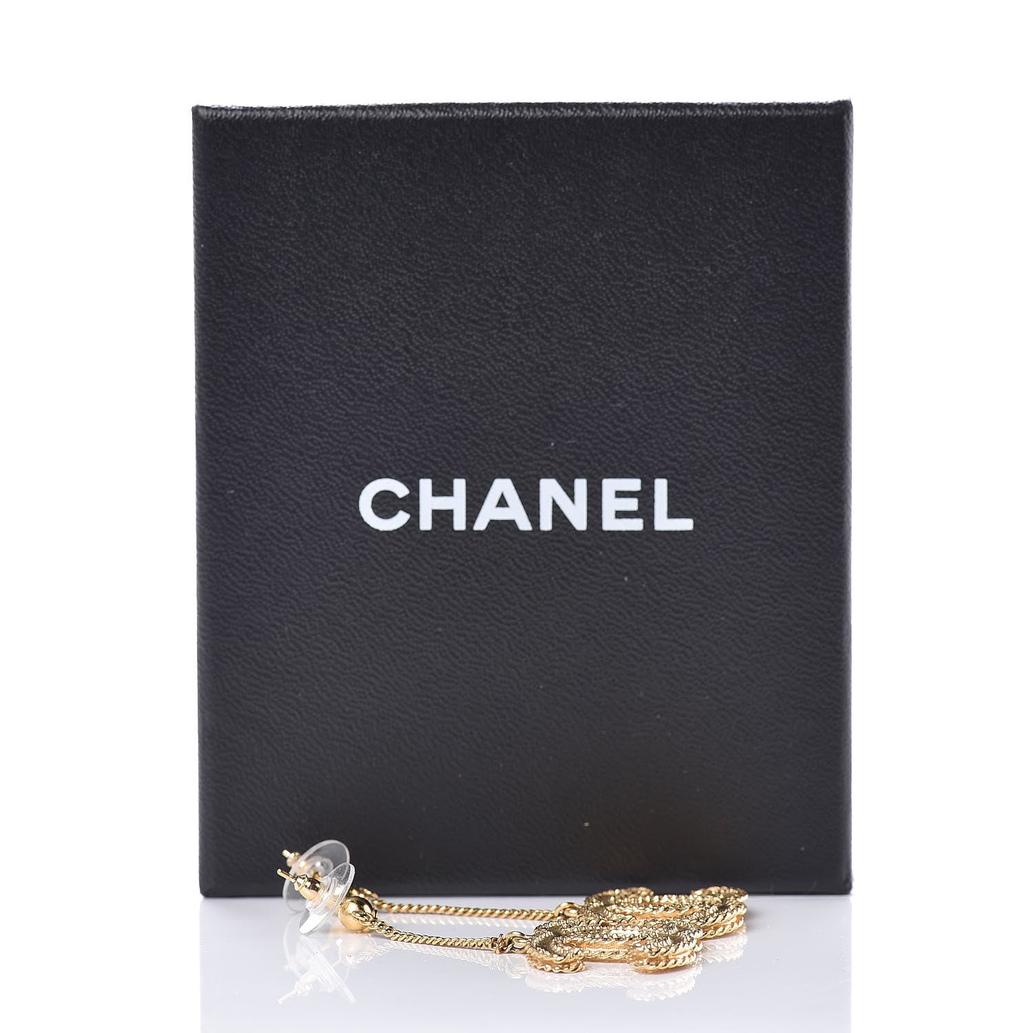 Chanel CC Drop Earrings Matte Gold 5 of 5