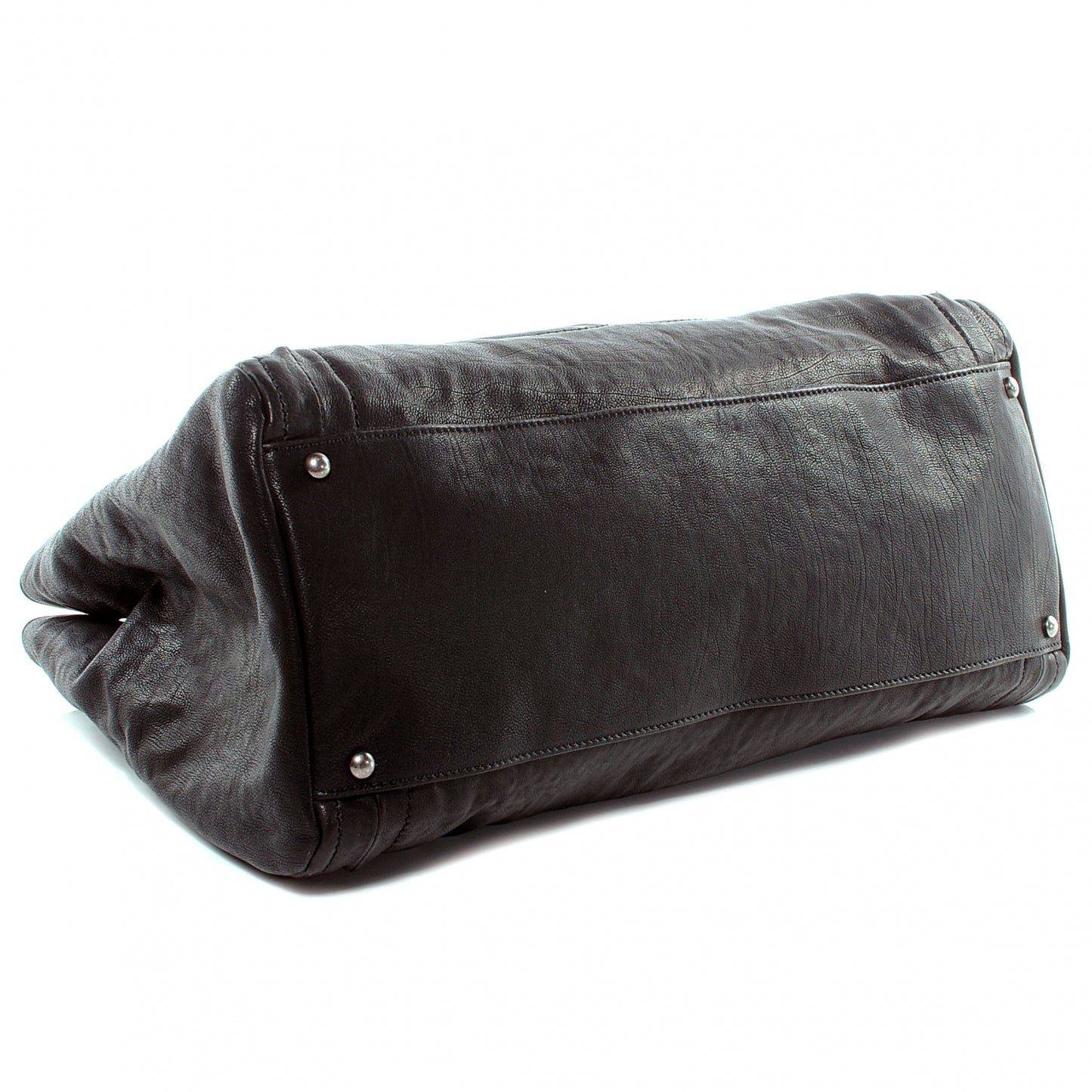 Leather Modern Chain Large Tote Black